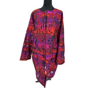 Italy Abstract Artsy Jacket Womens Size 20 Art Wear Lagenlook Lightweight Party